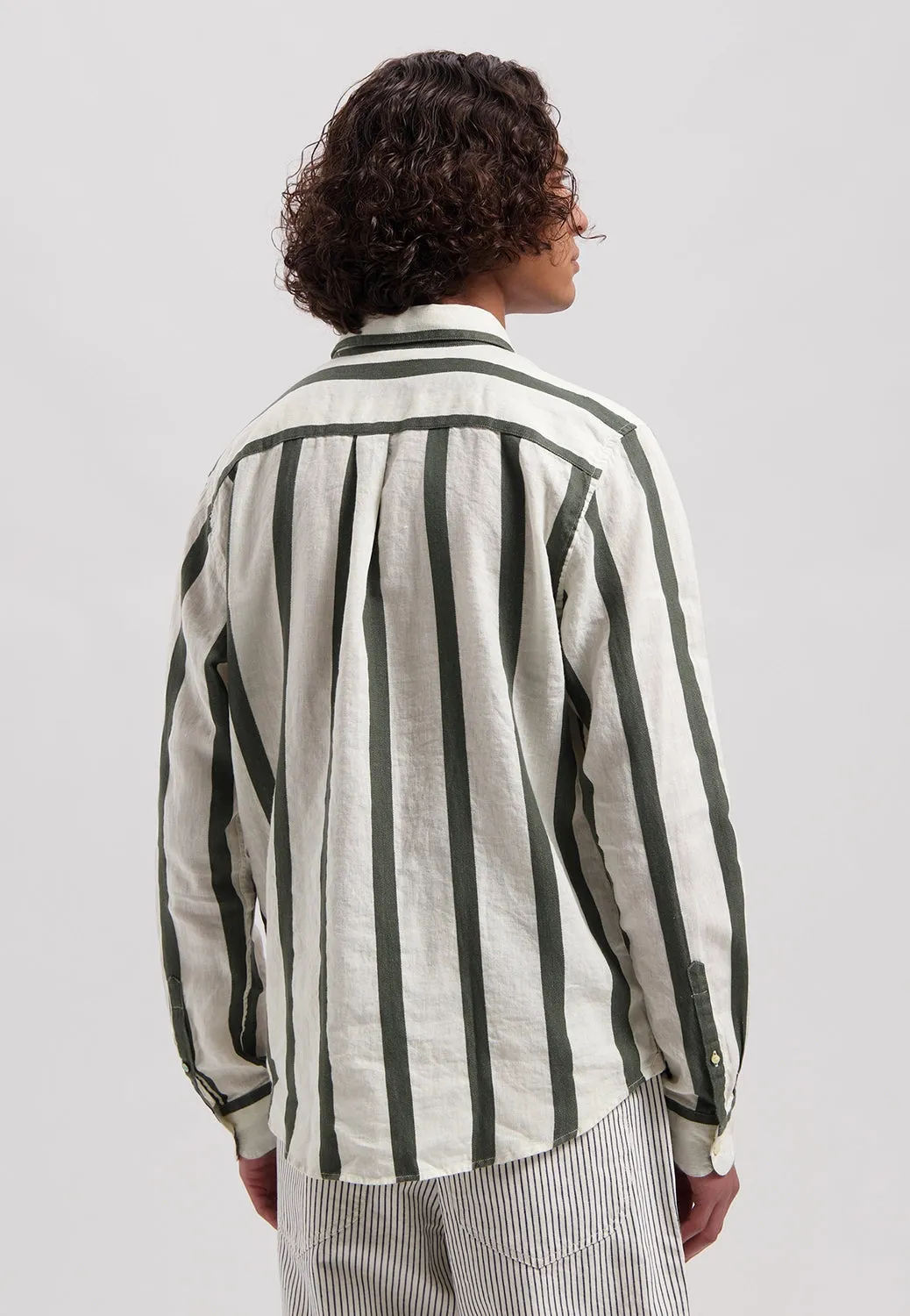DSTREZZED MILLER LINEN / COTTON WIDE STRIPE L/S SHIRT 303806