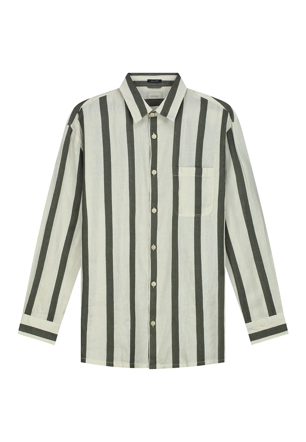 DSTREZZED MILLER LINEN / COTTON WIDE STRIPE L/S SHIRT 303806