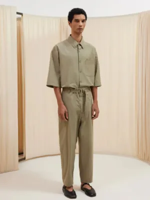 Dusty Khaki Belted Carrot Pants