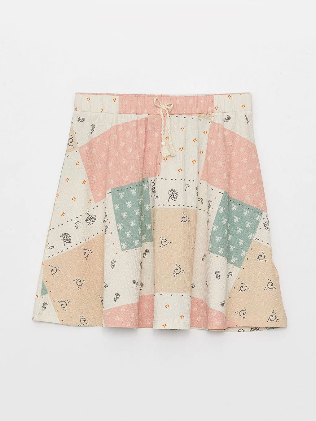 Elastic Waist Patterned Girl Skirt