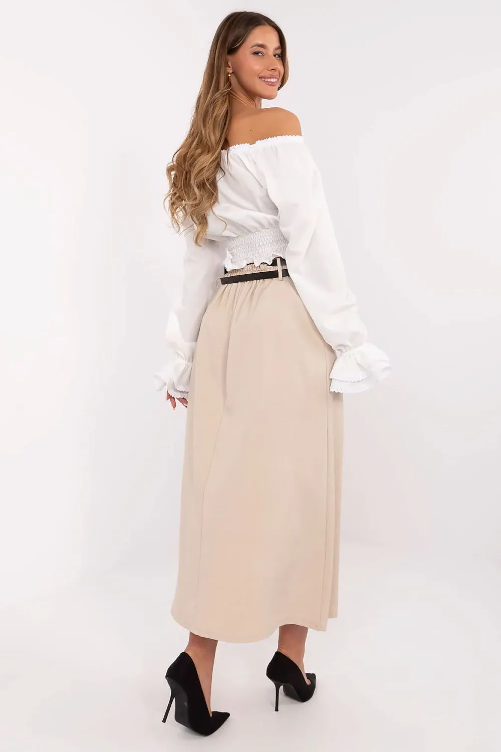Elegant smooth pattern subtle pleats skirt
