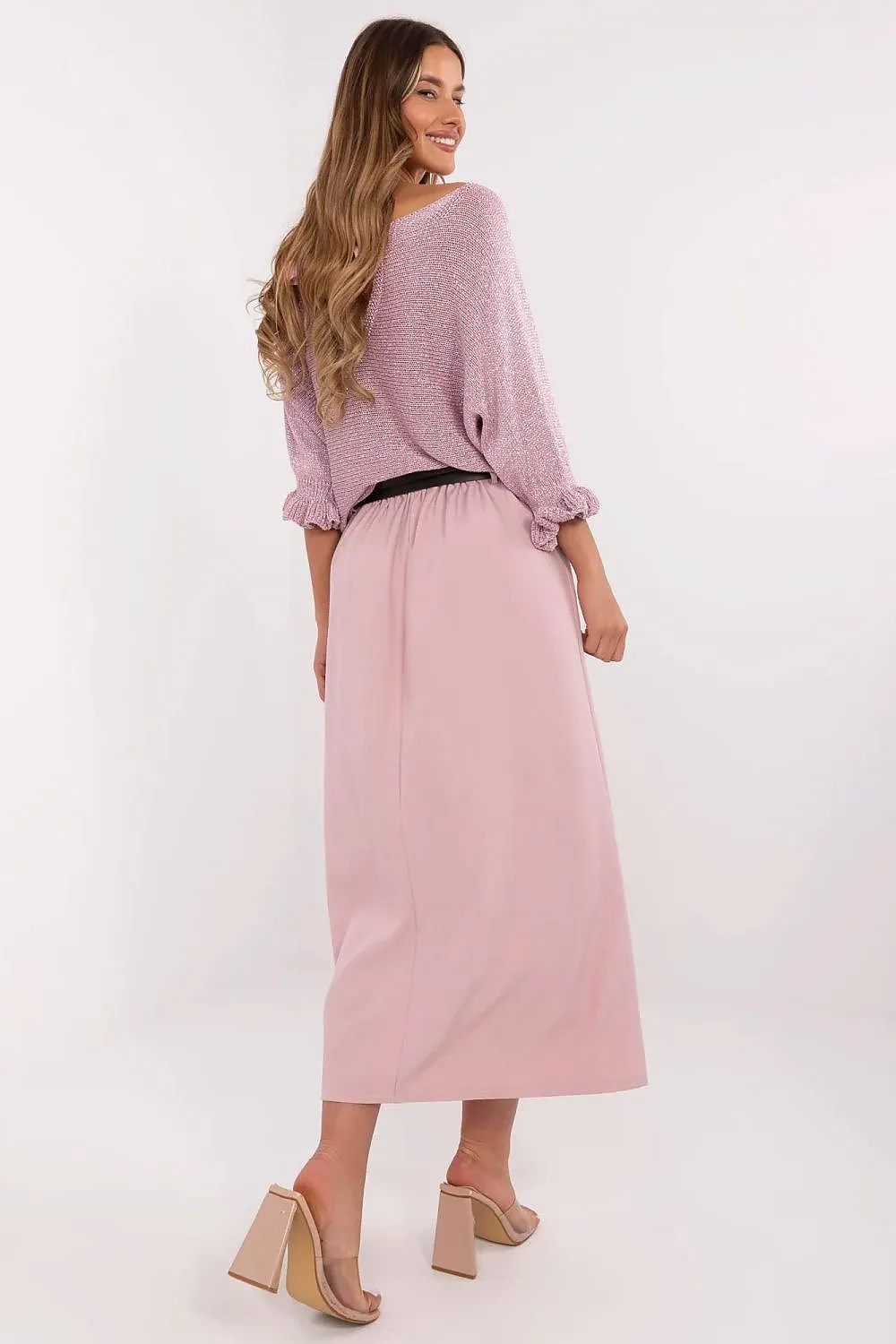 Elegant smooth pattern subtle pleats skirt