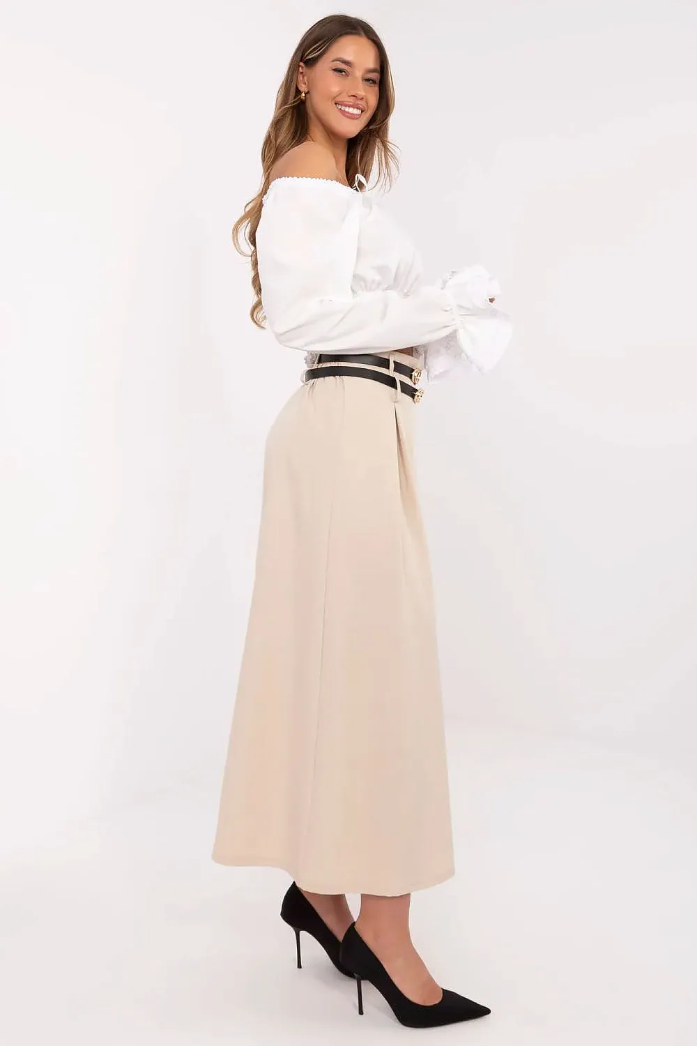 Elegant smooth pattern subtle pleats skirt