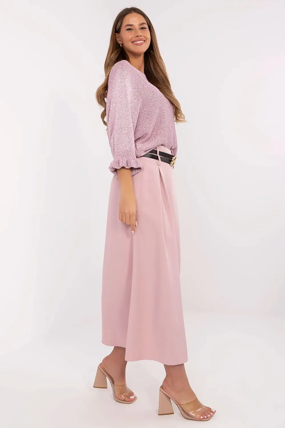 Elegant smooth pattern subtle pleats skirt