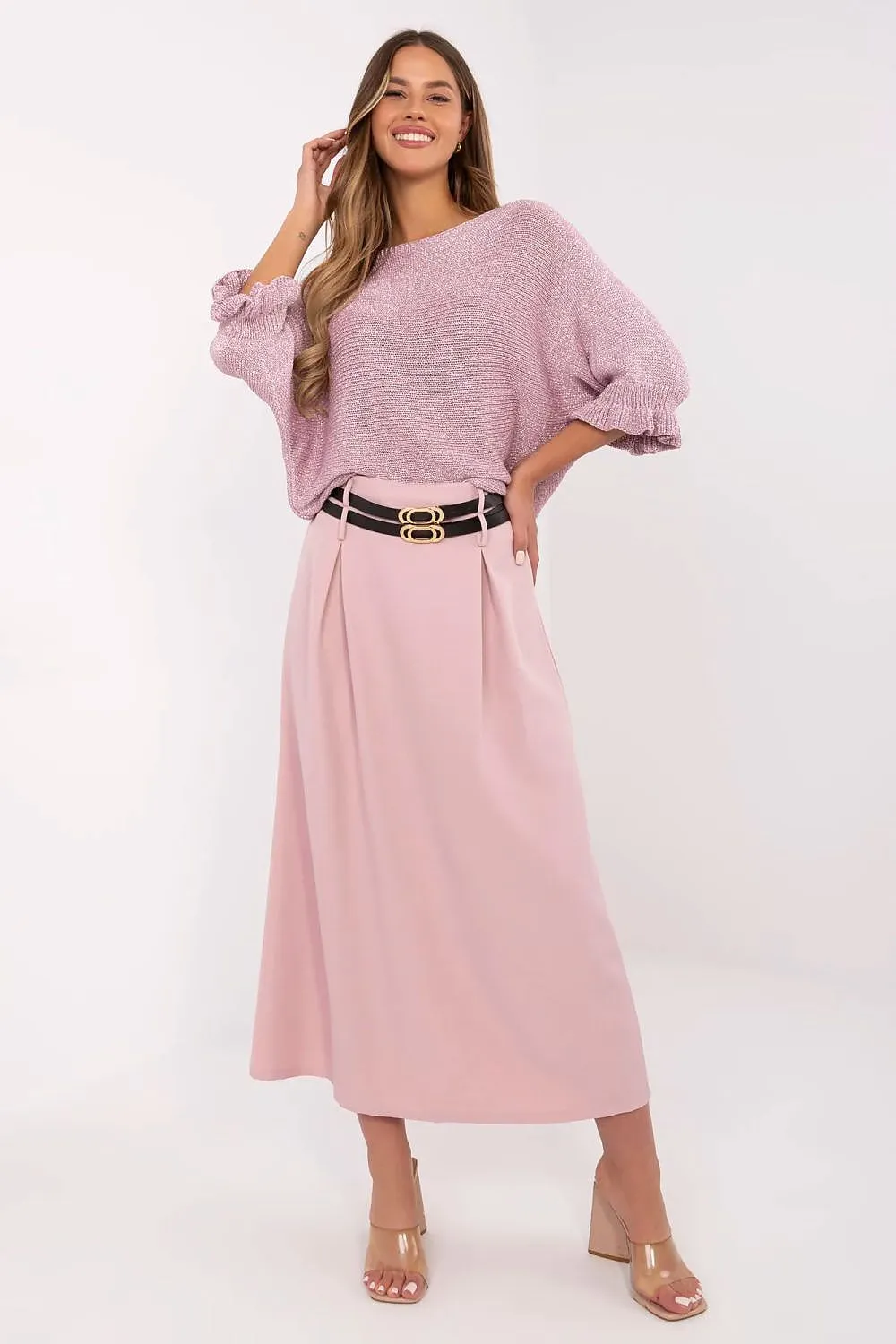 Elegant smooth pattern subtle pleats skirt