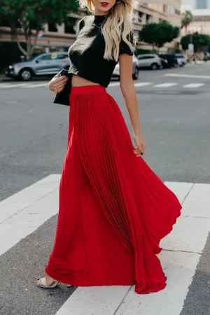 Fashion Solid Fold Loose High Waist Type A Bottoms Dress(4 Colors)