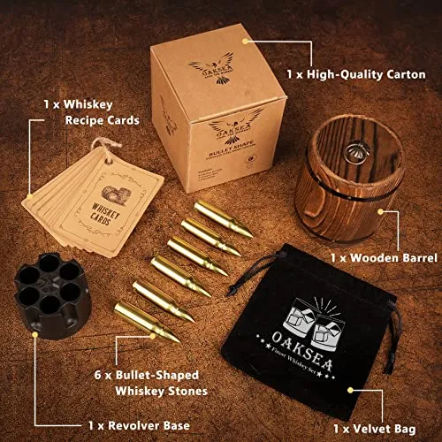 Fathers Day Oaksea Gifts for Men Dad from Daughter Son, Whiskey Stones Gifts Set for Men, Anniversary Birthday Gifts for Him Husband Boyfriend Brother, Man Cave Cool Stuff Gadgets Bourbon Presents