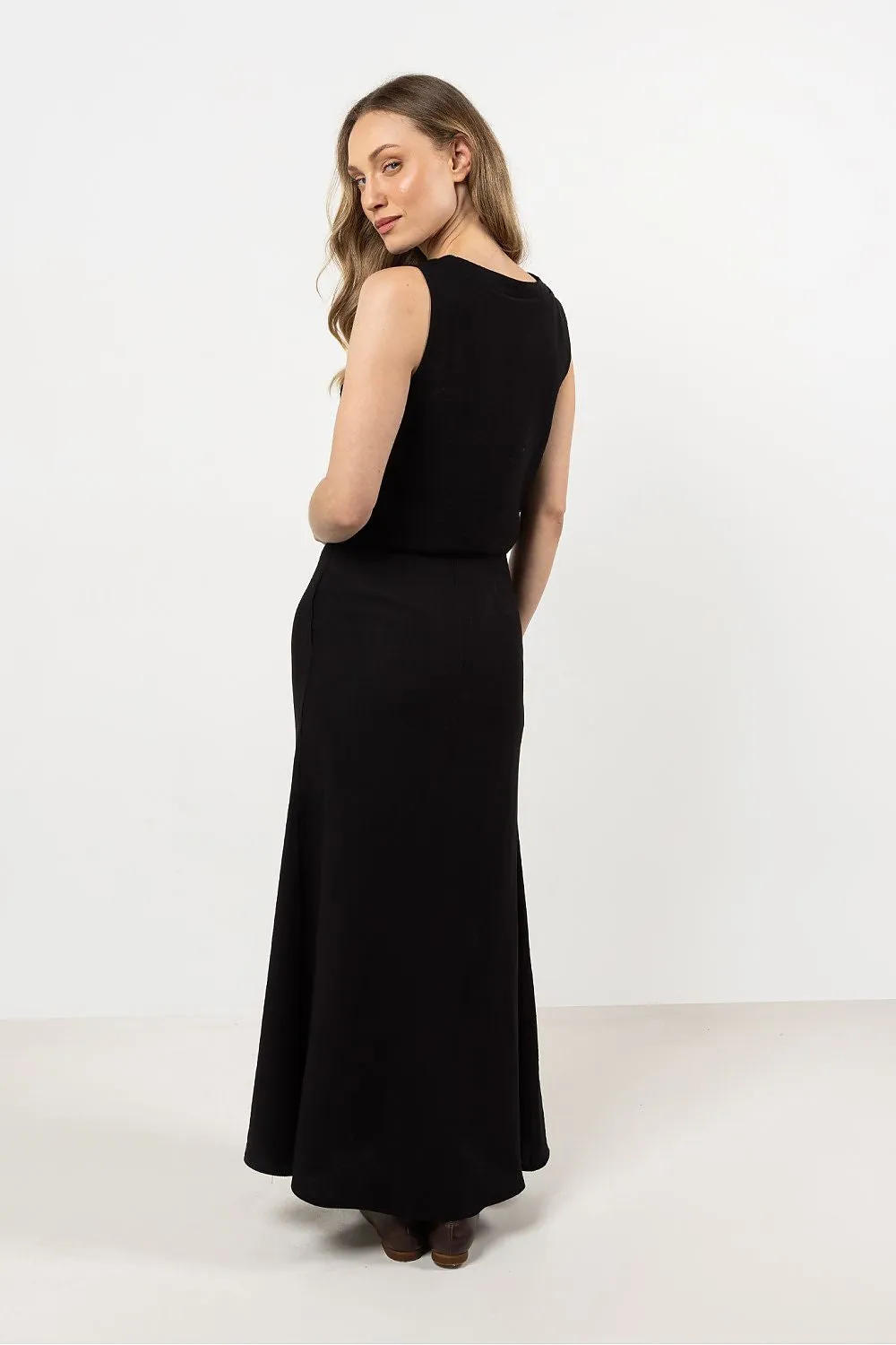 Flared High-Waist Skirt with Slit