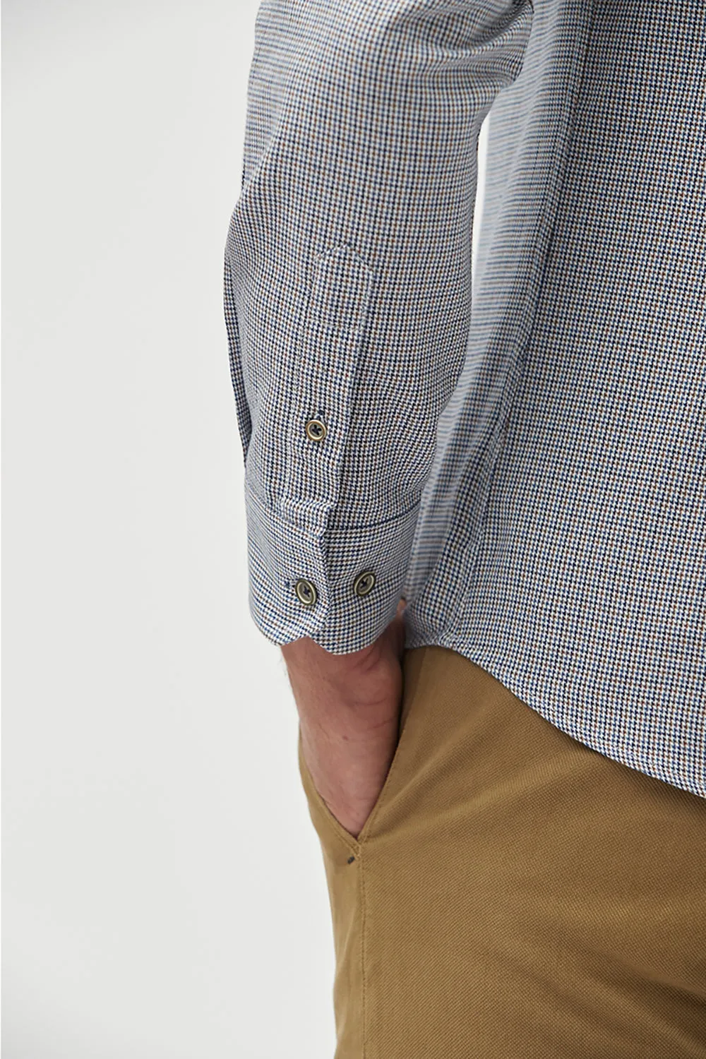 FLORENTINO COTTON L/S BUTTON DOWN HOUNDSTOOTH SHIRT 320805