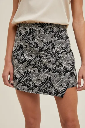 FOLIAGE JACQUARD SKORT-Navy/Cream