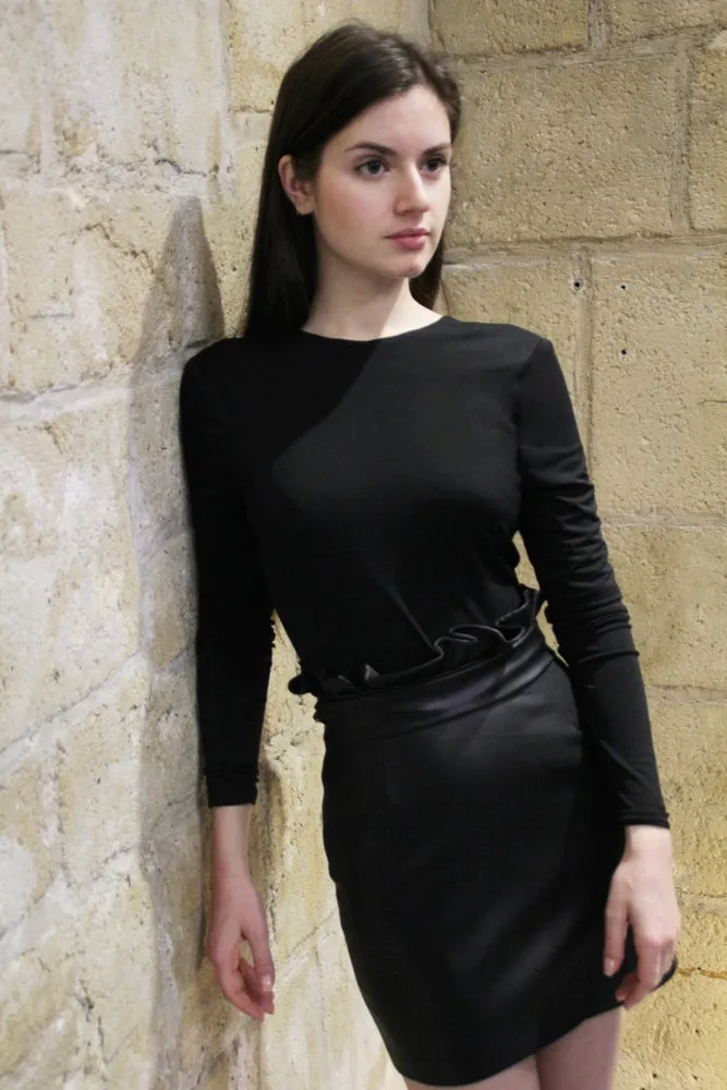 FRILLED WAIST MINI-SKIRT