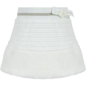 Girls White Faux Fur Bow Skirt