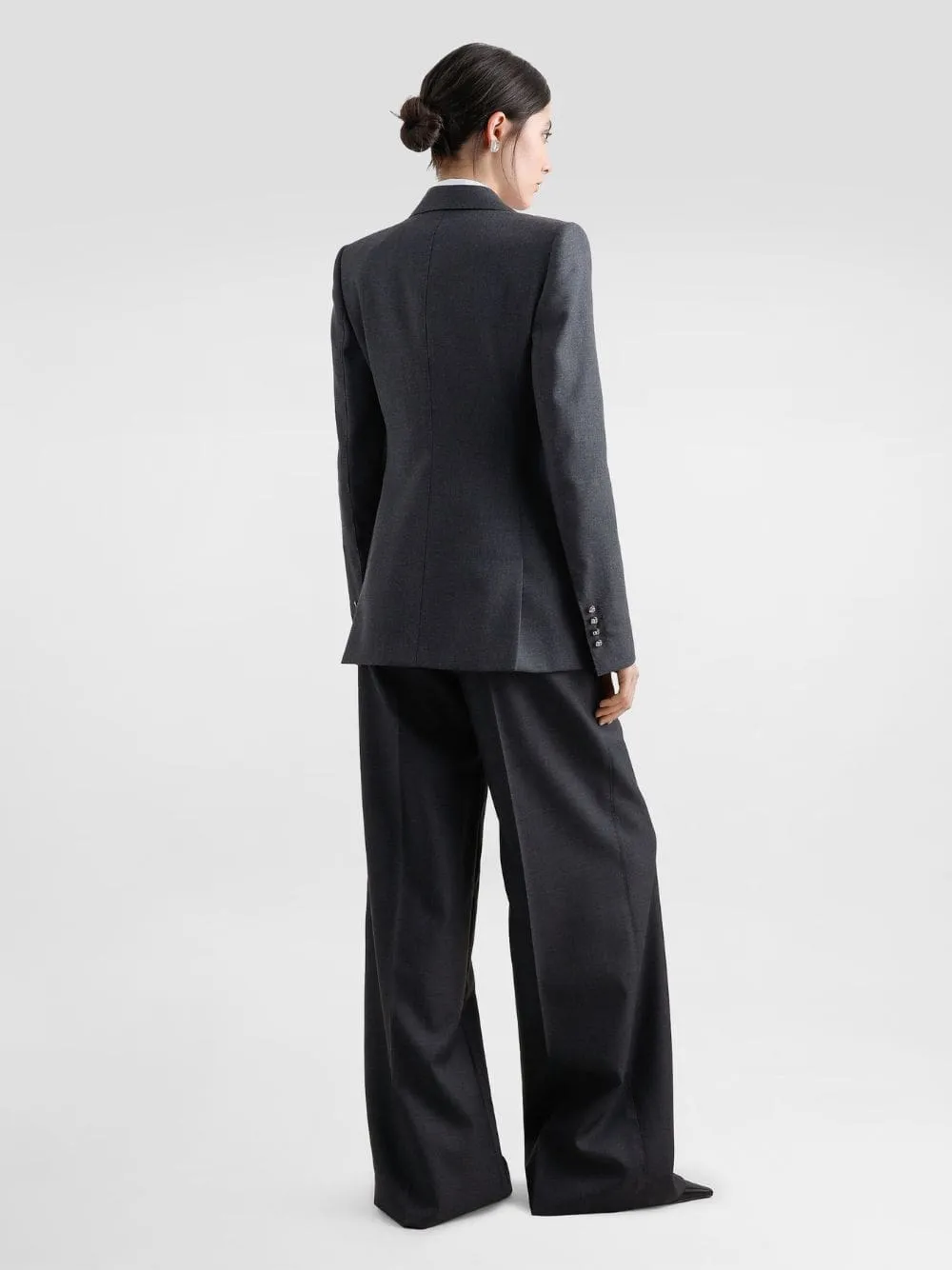 Grey Wool Palazzo Pants