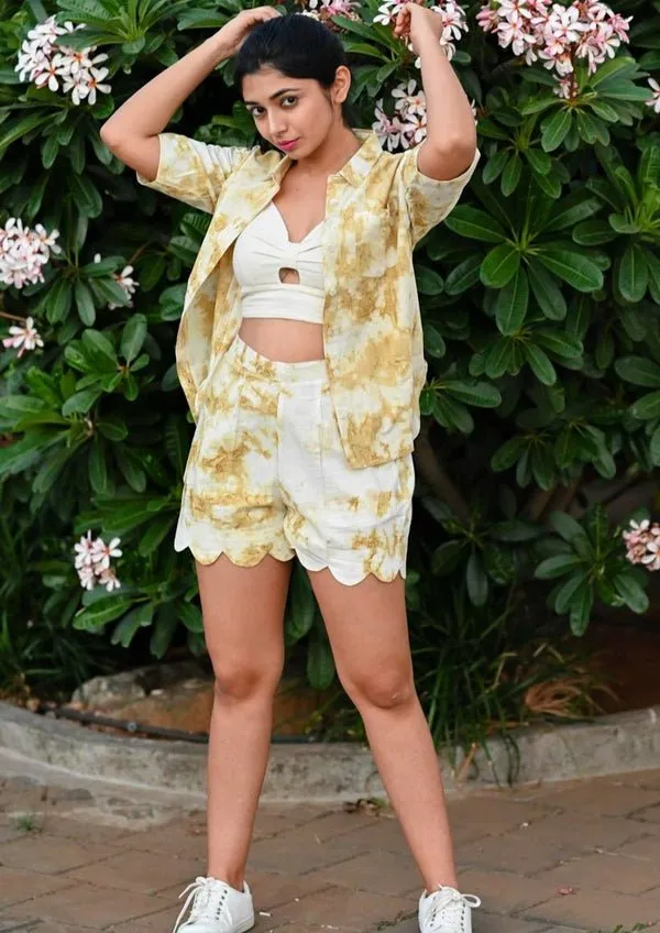 Halo Set - Tie & Dye Shirt with Scalloped Shorts