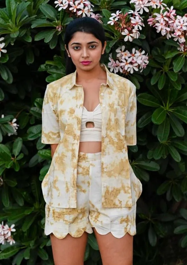 Halo Set - Tie & Dye Shirt with Scalloped Shorts
