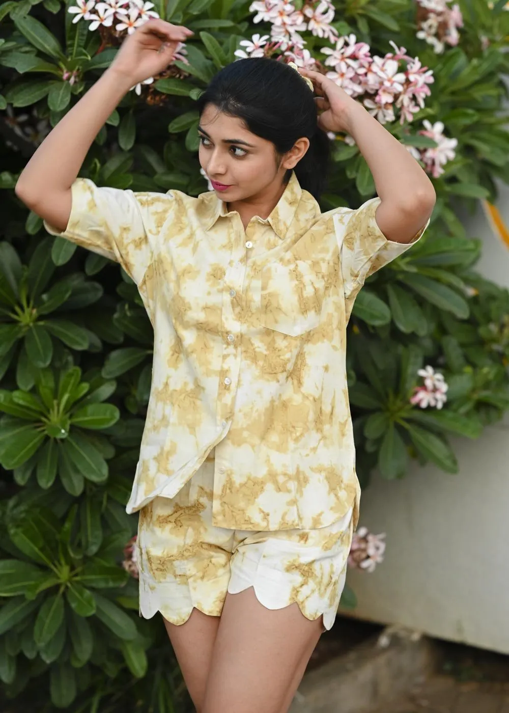Halo Set - Tie & Dye Shirt with Scalloped Shorts