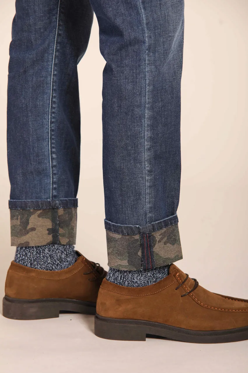 Harris men's pants 5-pocket in denim with camouflage  print slim fit