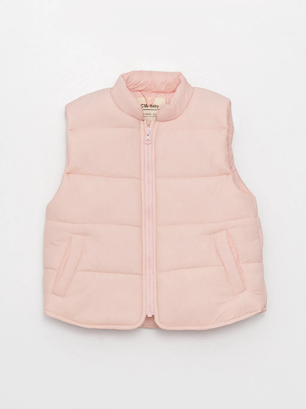 High Collar Basic Baby Girl Puffer Vest
