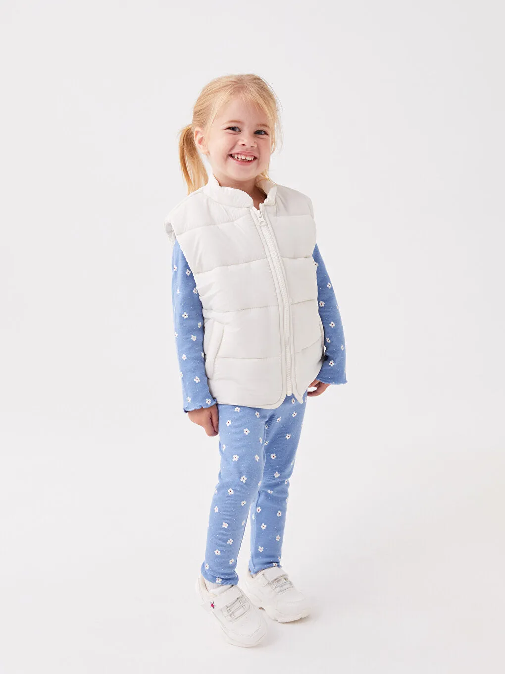 High Collar Basic Baby Girl Puffer Vest