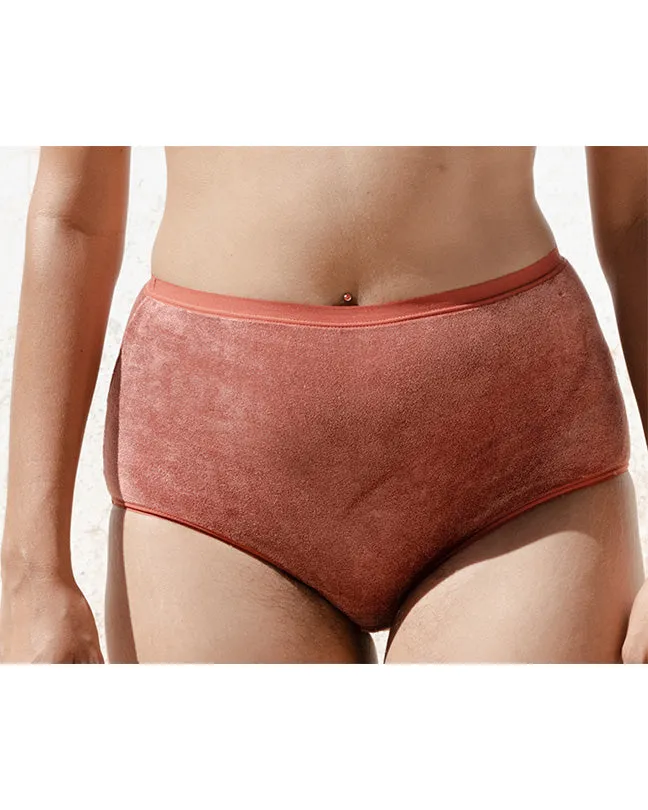 Highwaisted Bell pants in velours aubergine