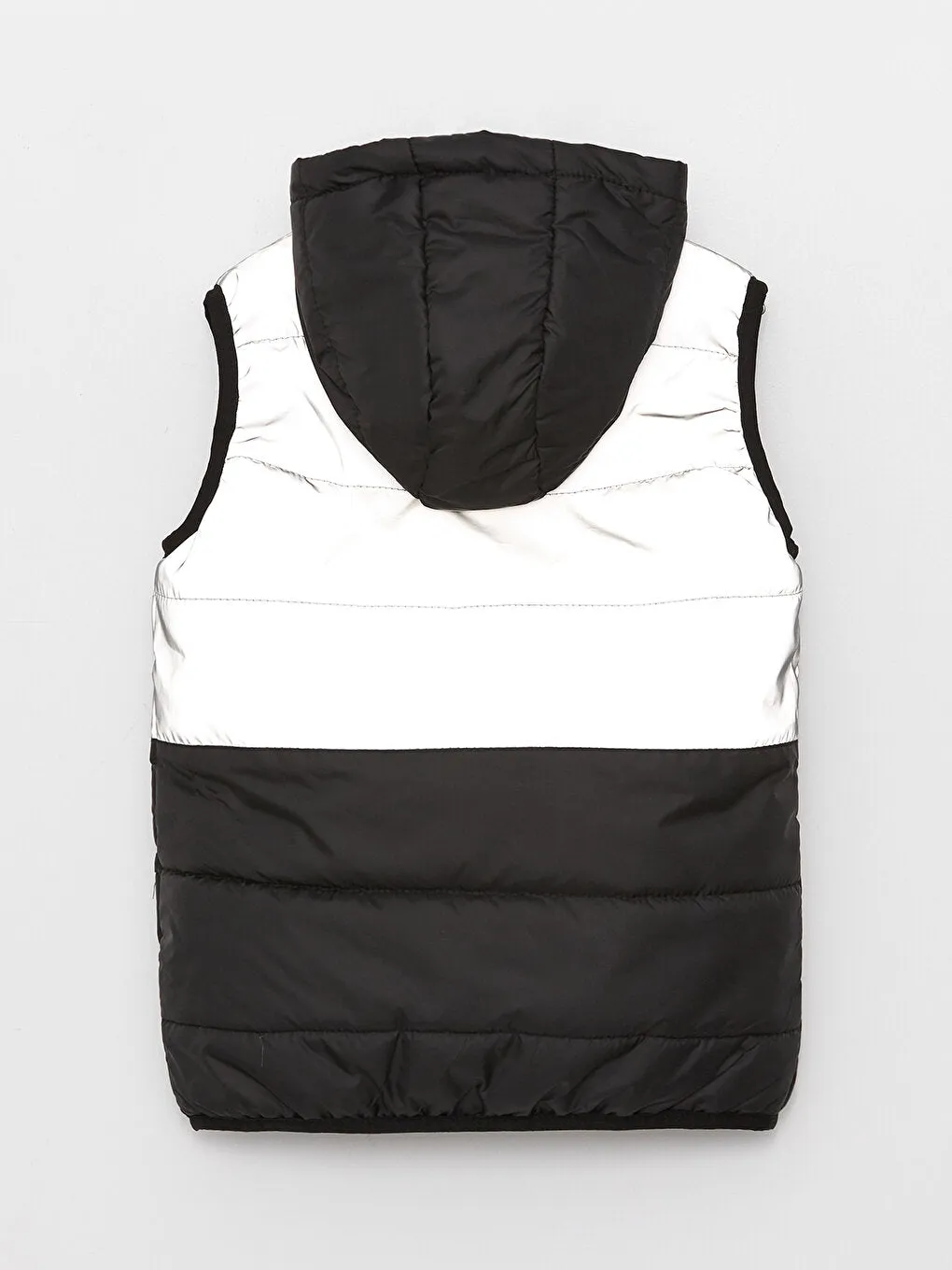 Hooded Boys Puffer Vest With Reflective Detail