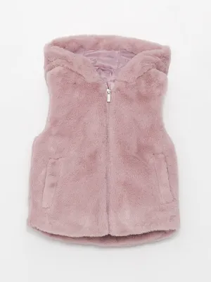 Hooded Plush Girls Vest