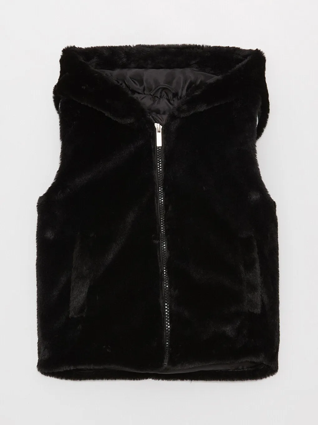 Hooded Plush Girls Vest