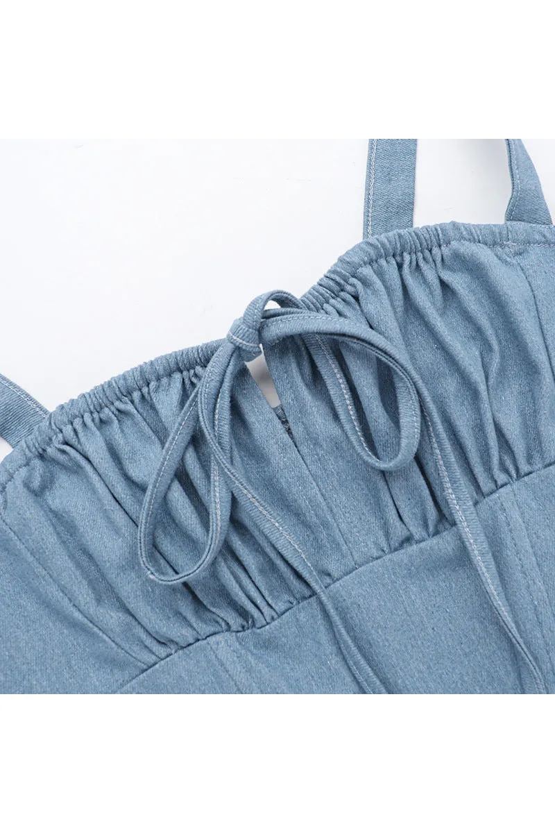 HTR1039 Tie-Front Bustier Top