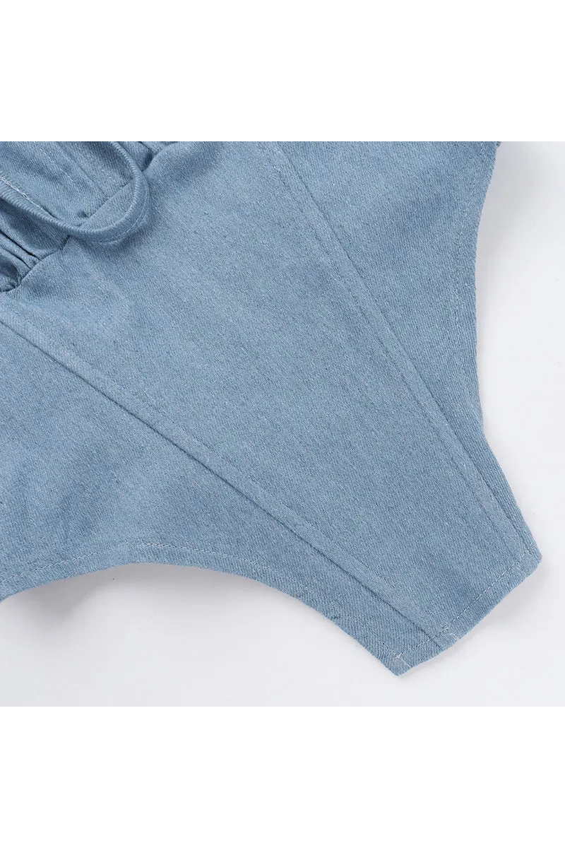 HTR1039 Tie-Front Bustier Top