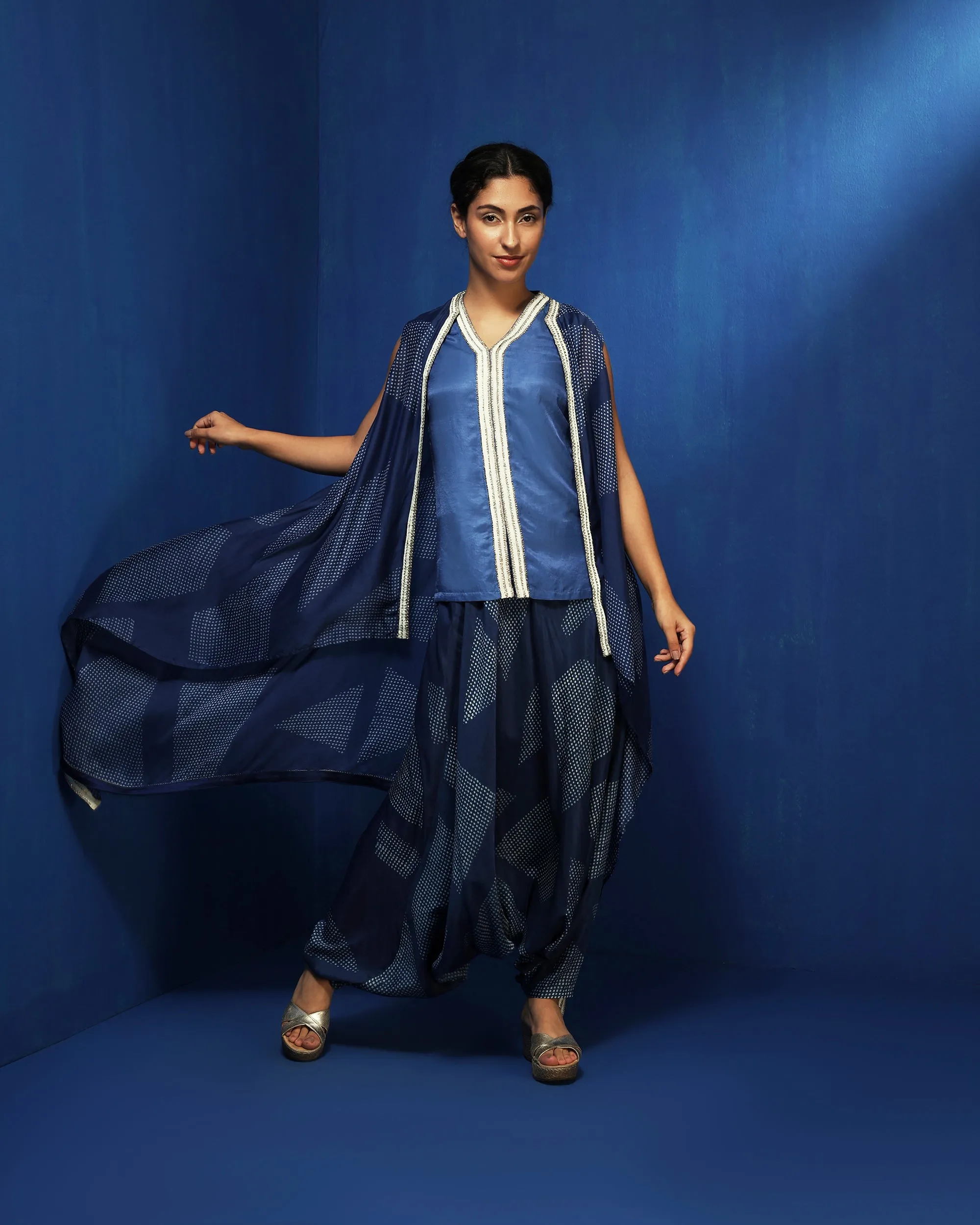 Indigo hand block printed pants