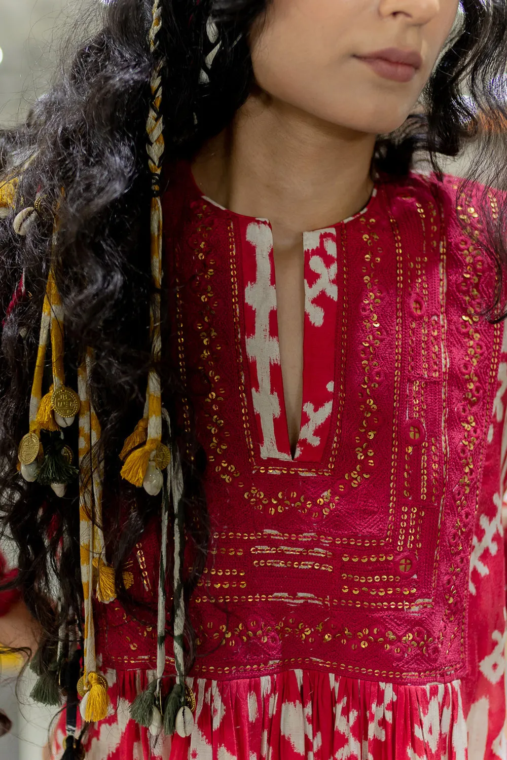 Ivvy Brick Embroidered Kurta With Pants