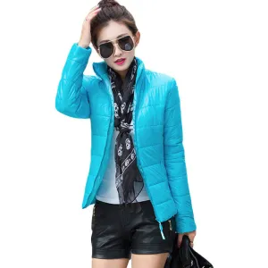 jacket women stand collar long-sleeve short paragraph thin and light jacket female coat big yards women