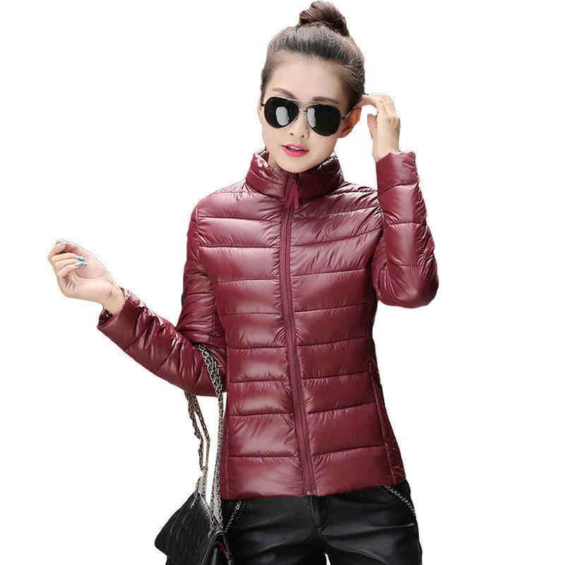 jacket women stand collar long-sleeve short paragraph thin and light jacket female coat big yards women