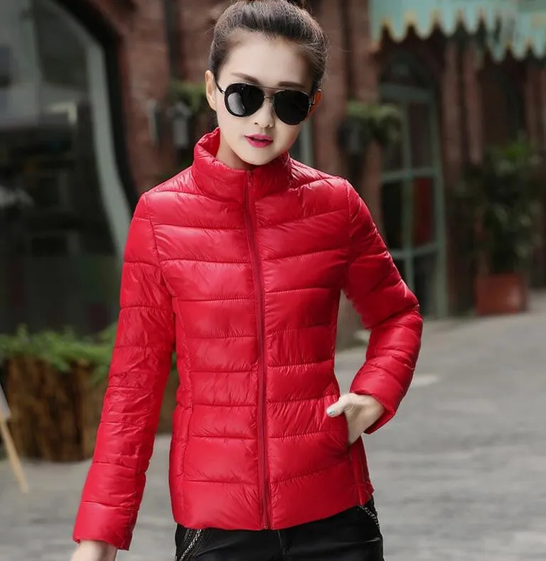 jacket women stand collar long-sleeve short paragraph thin and light jacket female coat big yards women