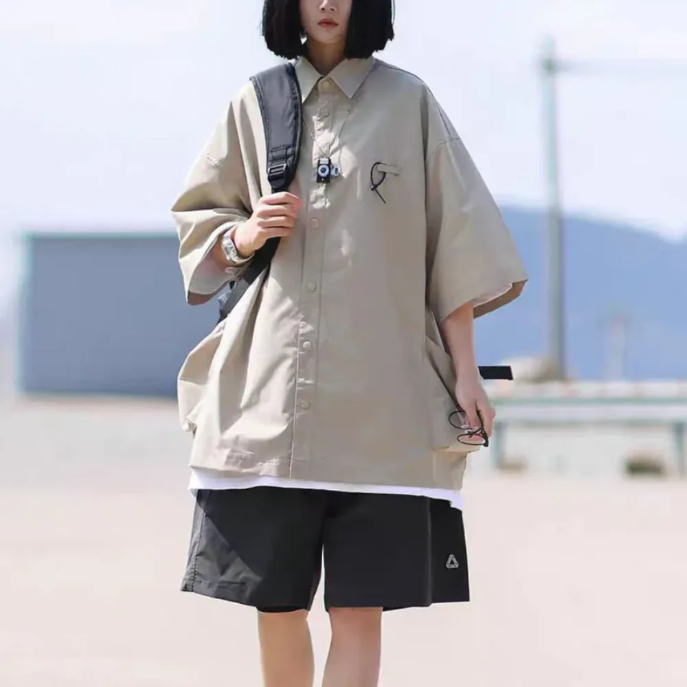 “Japanese Solid Color Lapel Cargo” Shirts