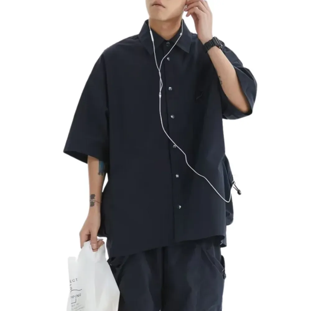 “Japanese Solid Color Lapel Cargo” Shirts