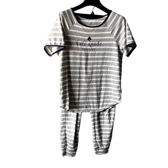 Kate Spade Grey Stripe Pajama Set