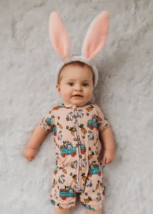 Kiki   Lulu Easter Bunny, I’m Home Orange Bunnies Shorties Baby Romper