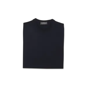 Knitted T-Shirt in Marine Merino Wool