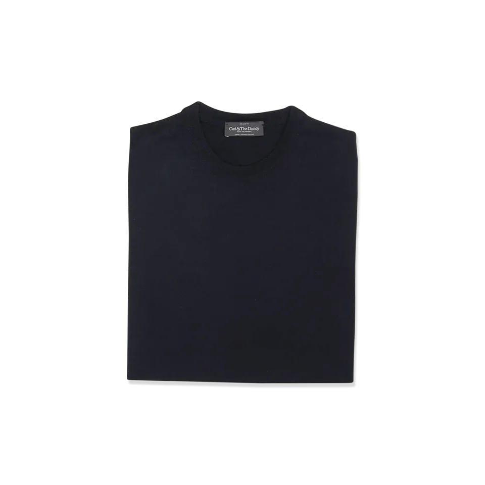 Knitted T-Shirt in Marine Merino Wool