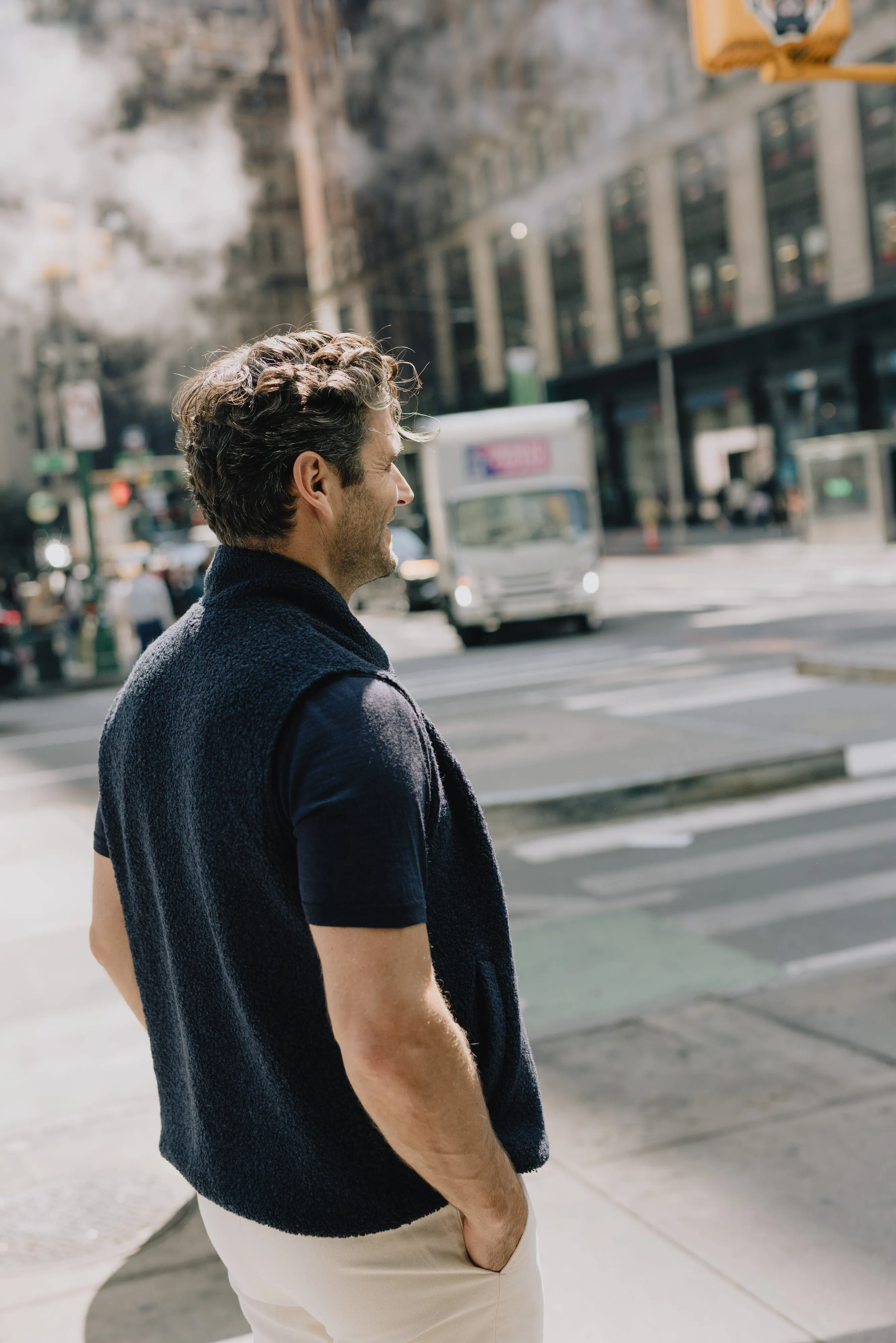 Knitted T-Shirt in Marine Merino Wool