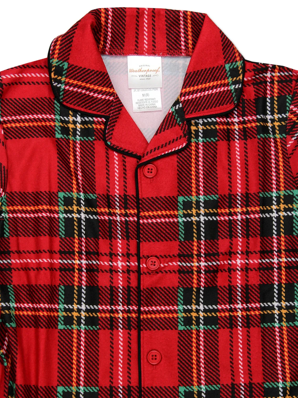 Komar Kids Holiday Plaid Coat Style Pajama Set