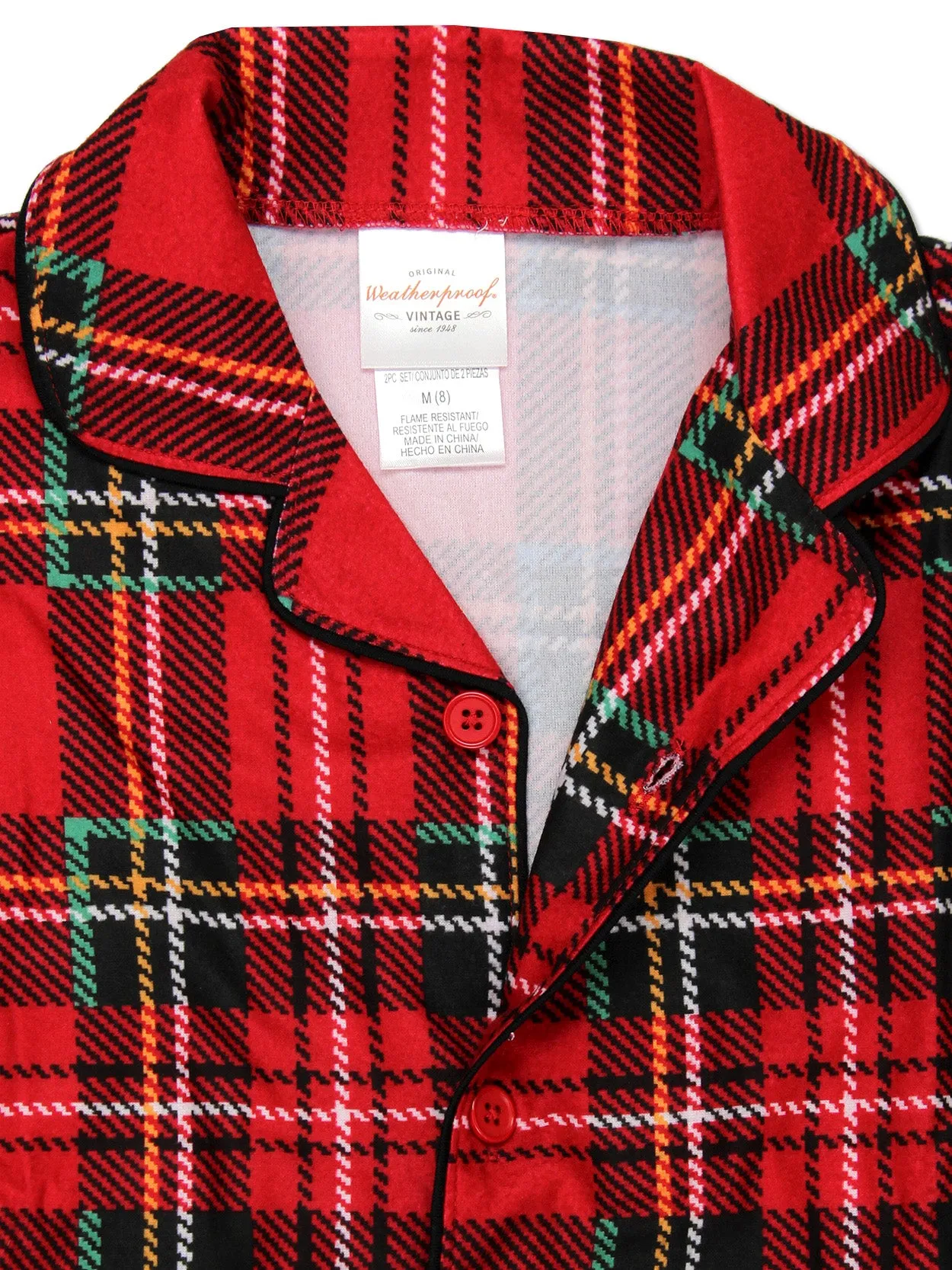 Komar Kids Holiday Plaid Coat Style Pajama Set