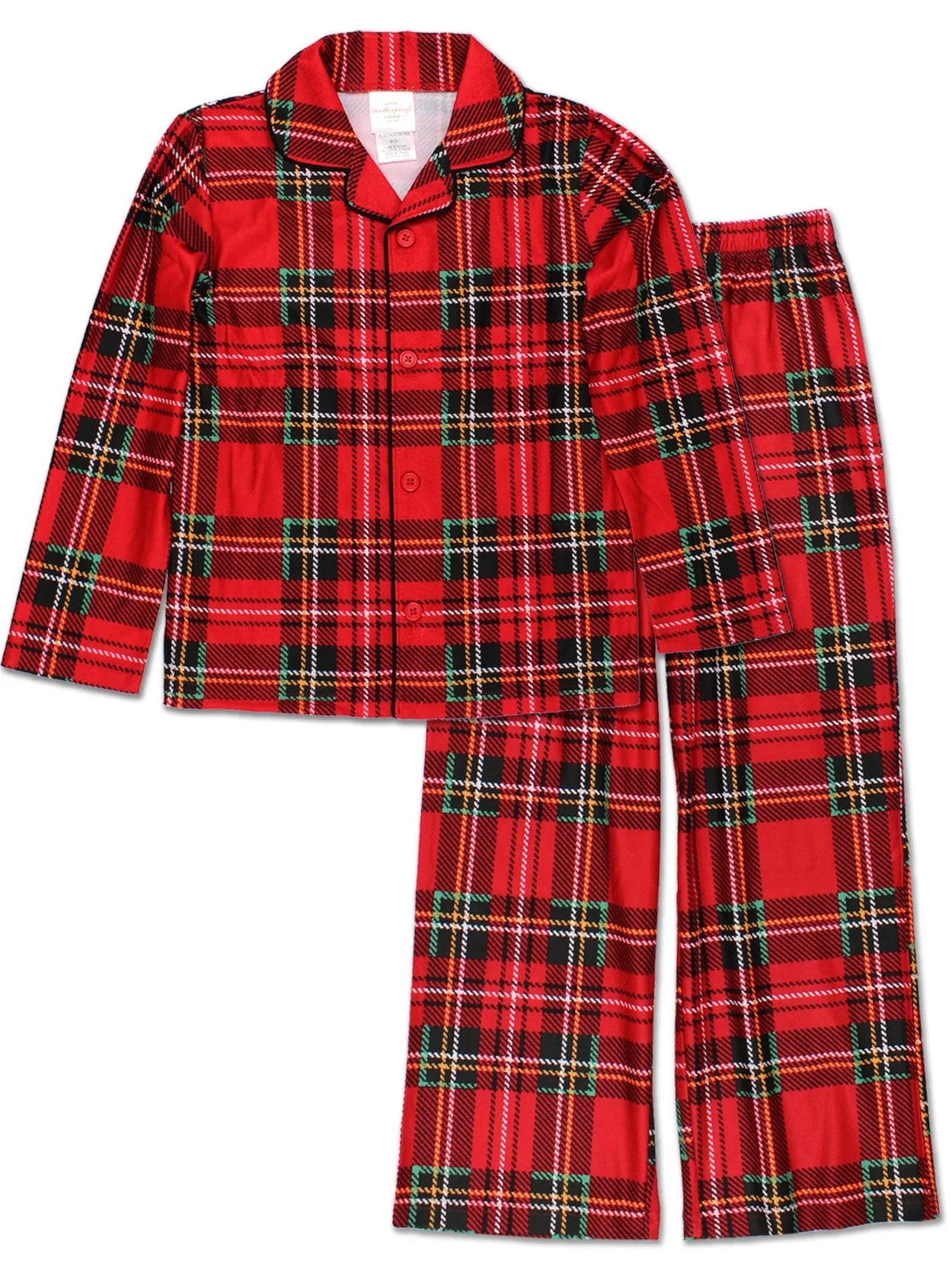 Komar Kids Holiday Plaid Coat Style Pajama Set