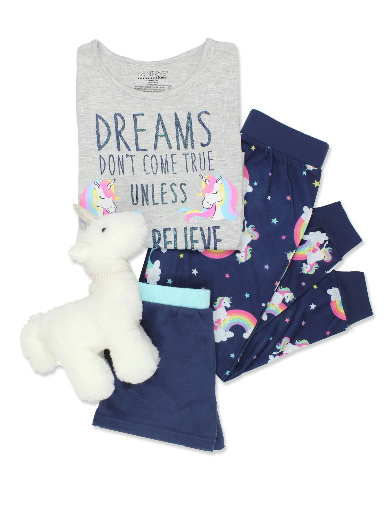 Komar Kids Unicorn Short Sleeve 3-Piece Pajamas Set