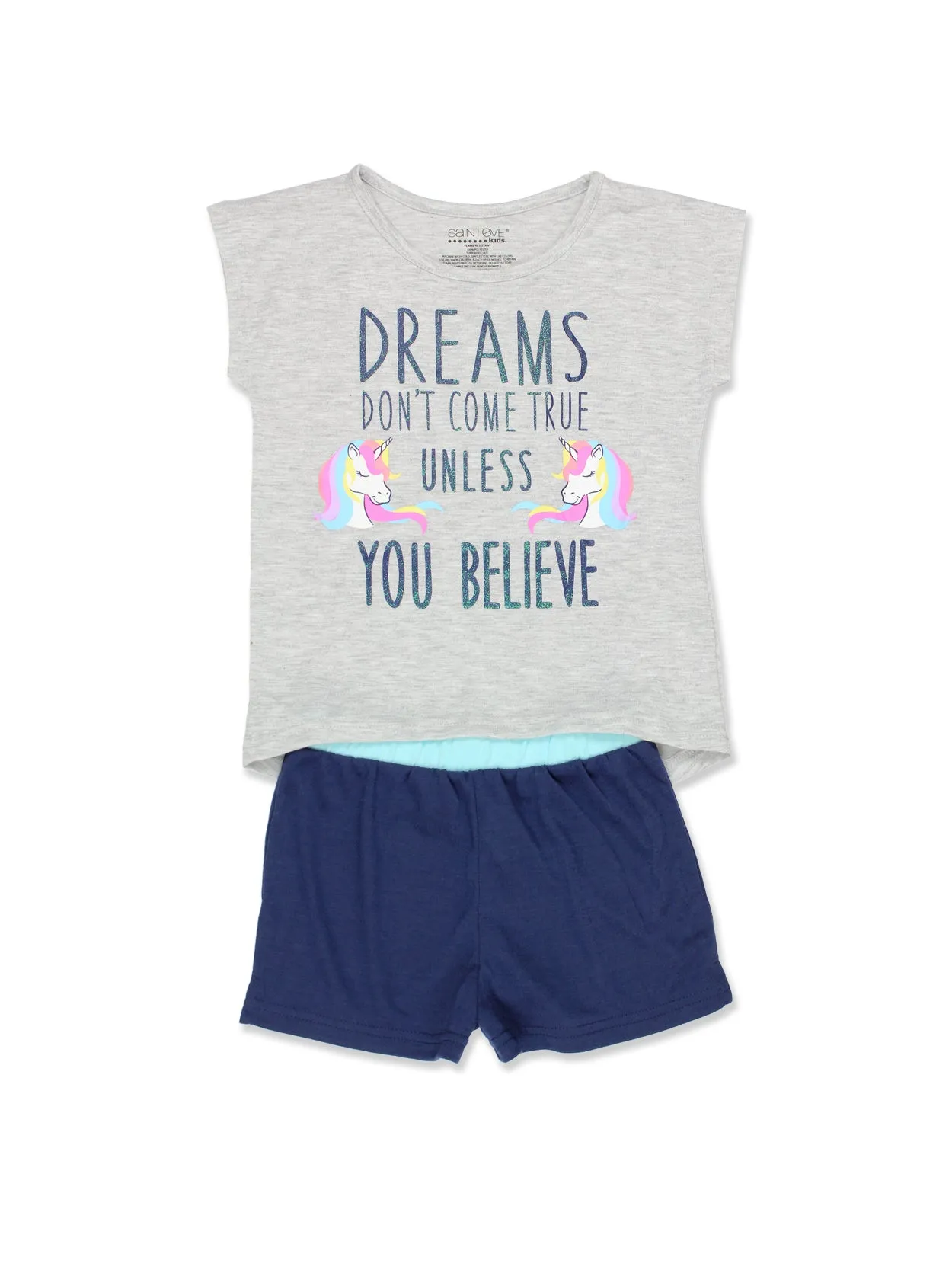 Komar Kids Unicorn Short Sleeve 3-Piece Pajamas Set
