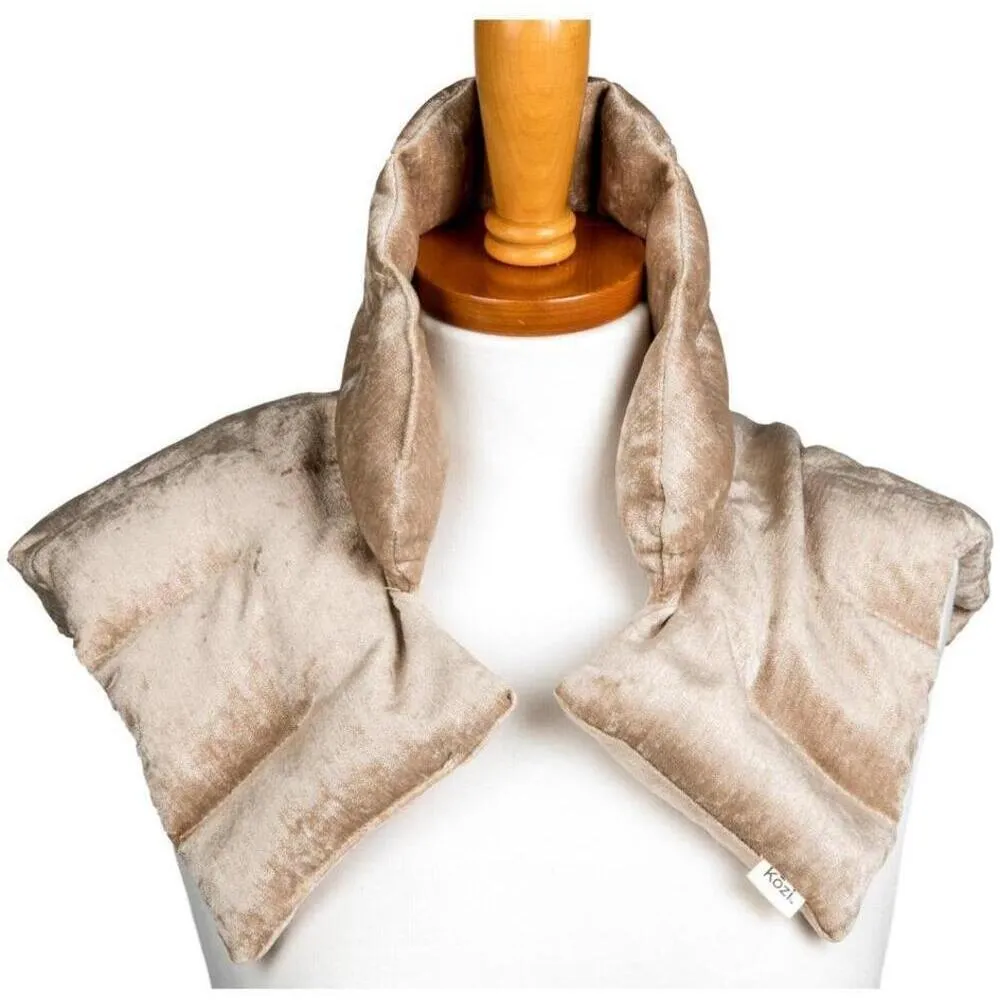 Kozi - Comforting Shoulder Wrap / Material: Velour / Size: 17"L x 16"W / Color: Jute