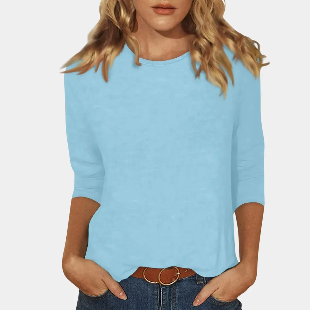 Ladies' 3/4 Sleeve T-Shirt - Casual Cotton Top for Everyday Wear