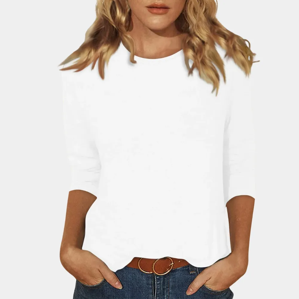 Ladies' 3/4 Sleeve T-Shirt - Casual Cotton Top for Everyday Wear
