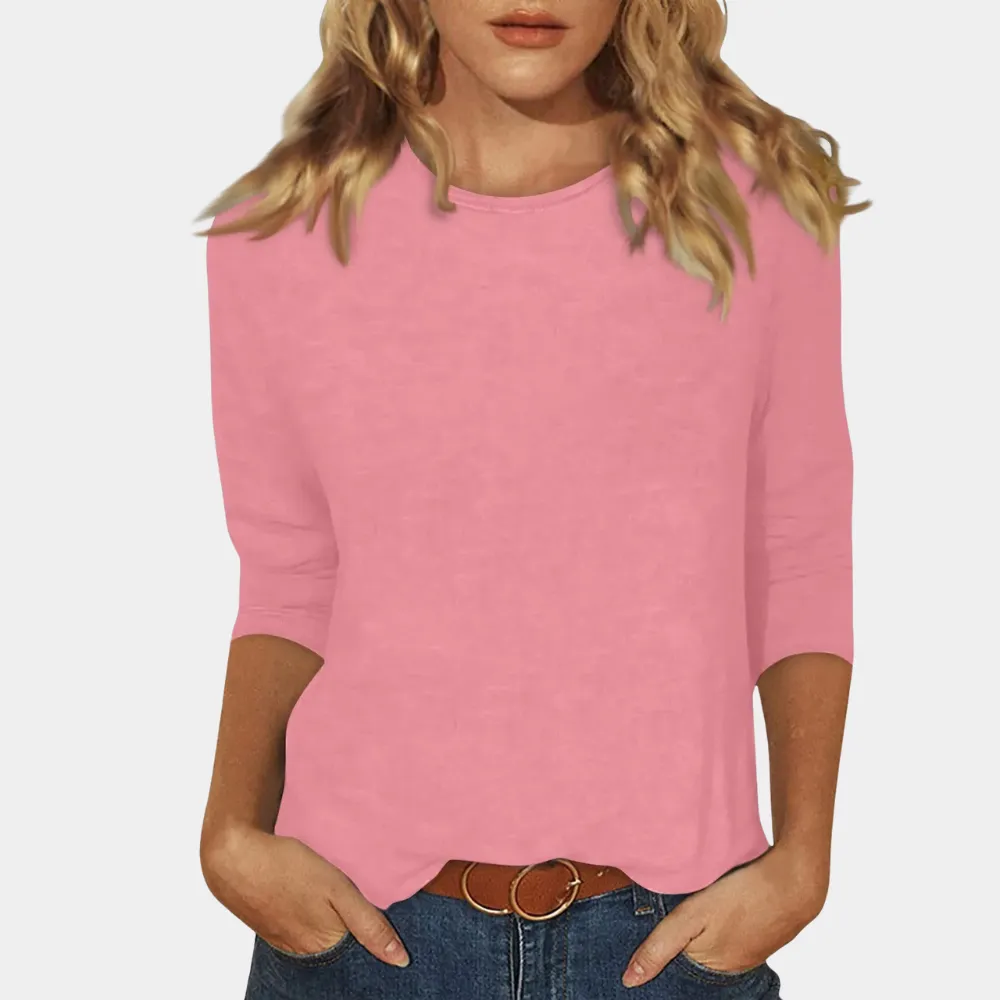 Ladies' 3/4 Sleeve T-Shirt - Casual Cotton Top for Everyday Wear